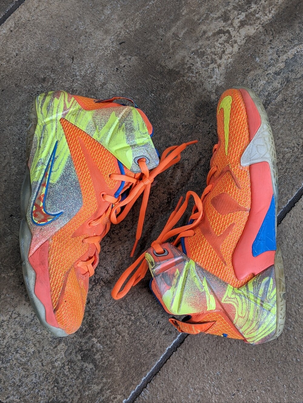 Nike Lebron 12 " Six Meridians " Vibrant Orange Sporty Sneakers Size Y5.5/ W7